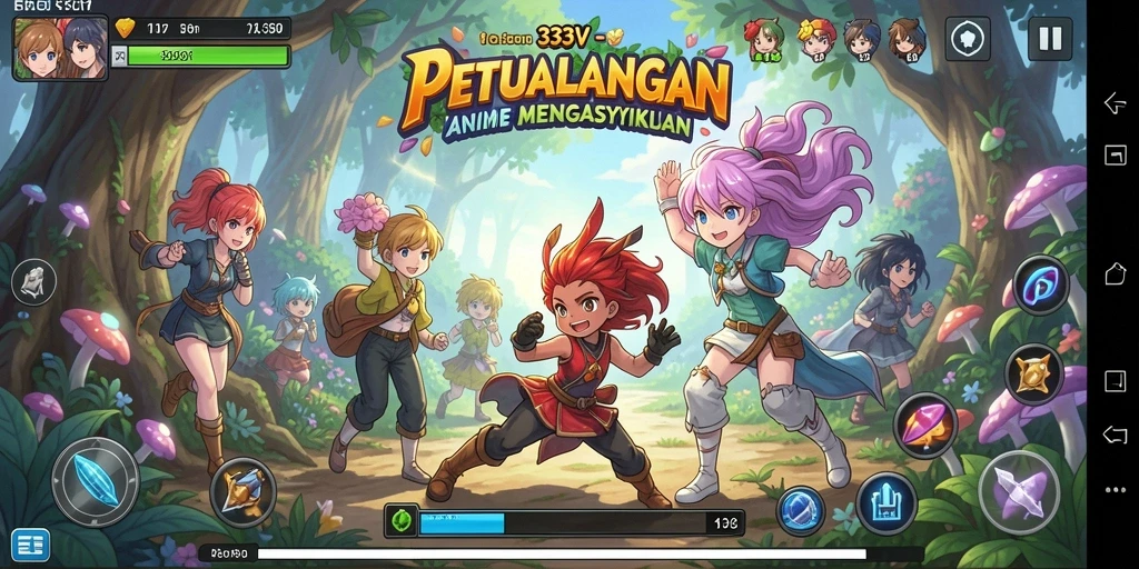 Tangkapan layar 333V menunjukkan aksi seru dalam permainan anime.