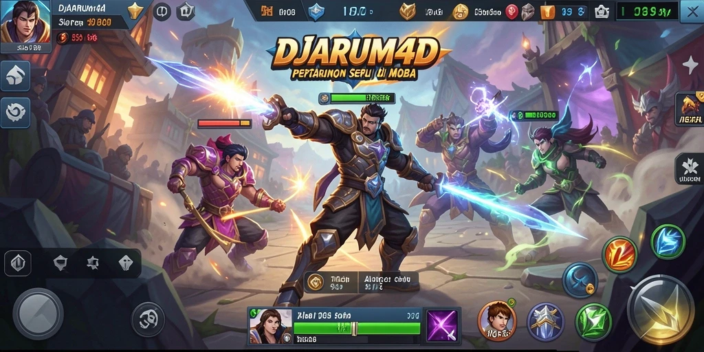 Screenshot menunjukkan pertarungan seru antara dua tim di DJARUM4D.