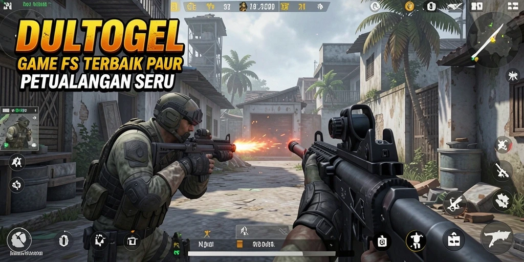 Tampilan gameplay FPS yang mendebarkan dari DULTOGEL.