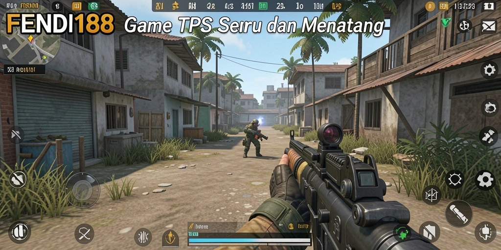 Screenshot gameplay FENDI188 menunjukkan aksi menegangkan dalam TPS.