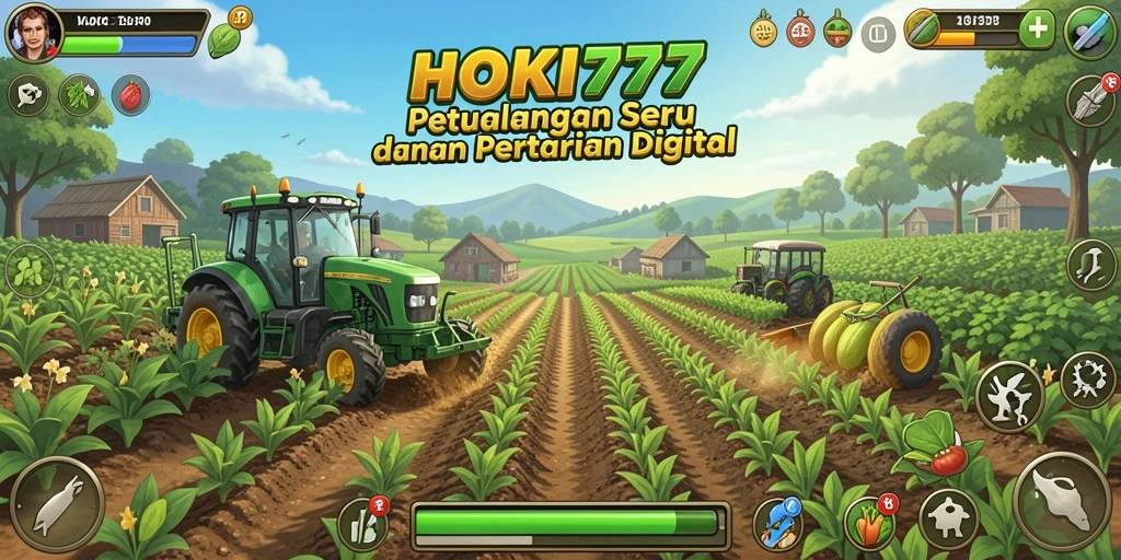 Tampilan seru gameplay HOKI777 dalam bertani yang menarik.