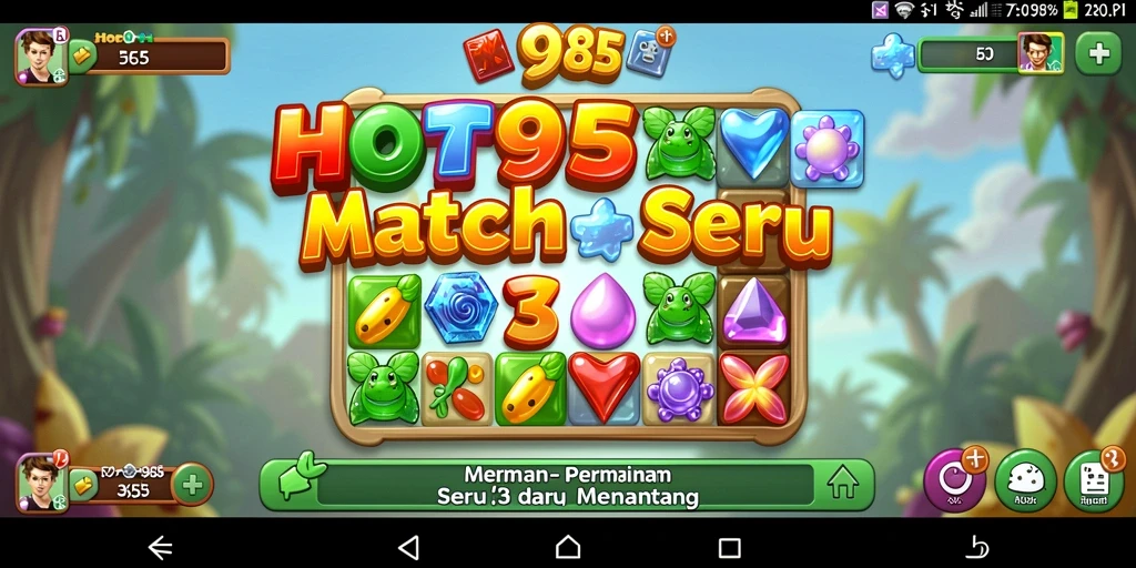 Tangkapan layar HOT985 menampilkan gameplay Match-3 yang menarik.