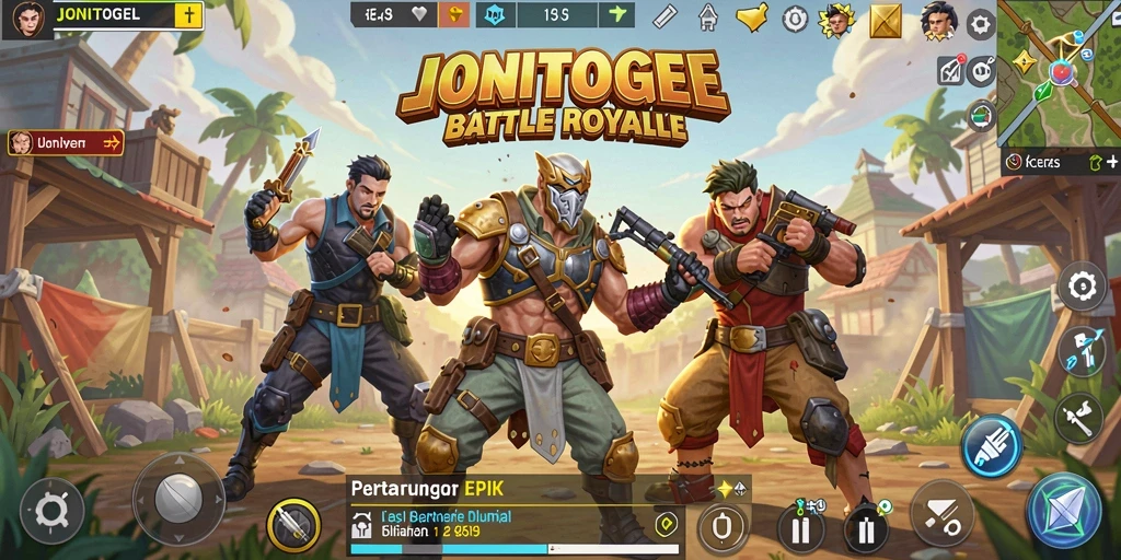 Screenshot menampilkan aksi seru dalam pertempuran Battle Royale.