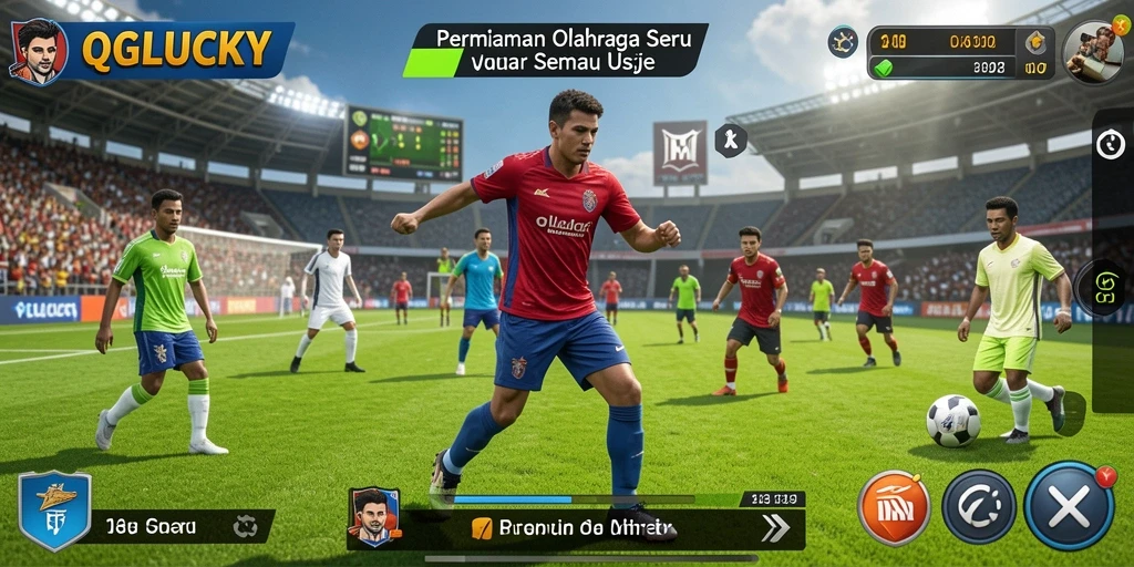 Tangkapan layar utama QGLUCKY menampilkan pengalaman bermain olahraga yang seru.