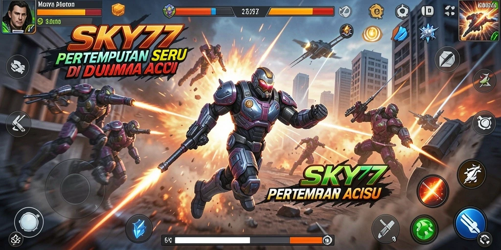 Tampilan gameplay seru dari SKY77 dengan pertempuran yang mendebarkan.