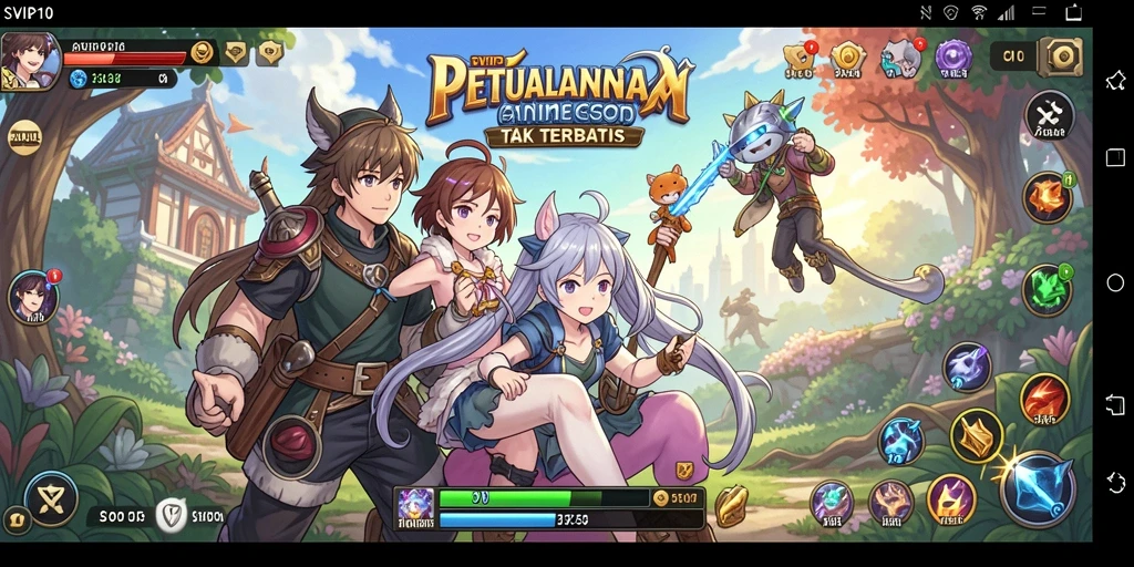Screenshot gameplay SVIP10 menampilkan aksi karakter Anime yang dinamis.