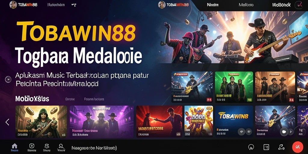 Tampilan layar utama TOBAWIN88 dengan koleksi musik yang menarik.