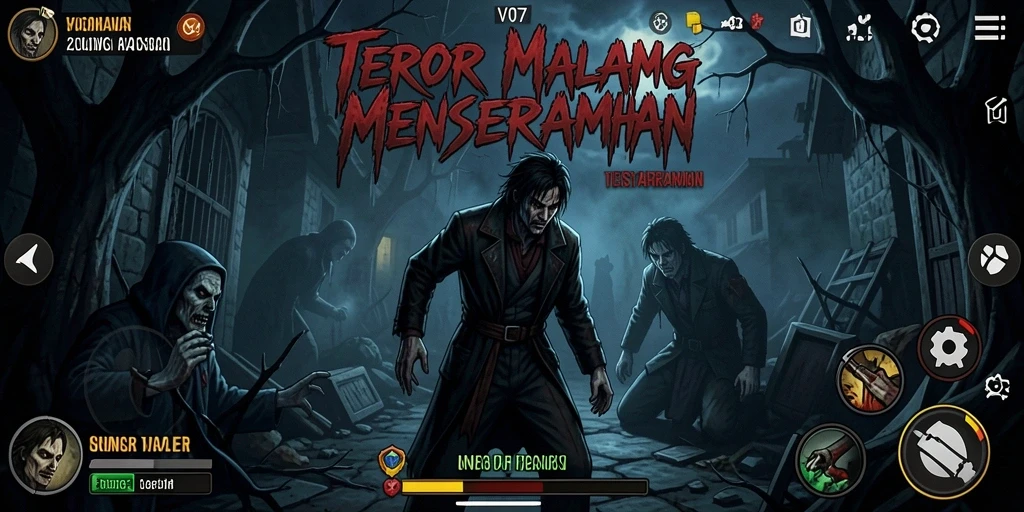 Gameplay V07 dengan suasana mencekam dan makhluk menyeramkan.