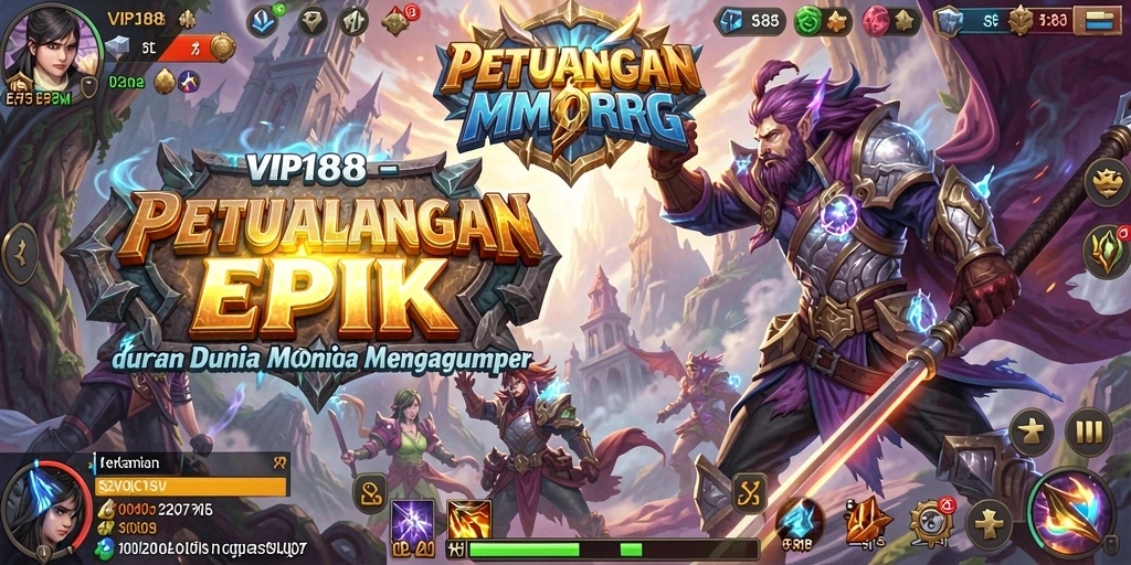 Screenshot gameplay yang menunjukkan pertempuran seru di dunia MMORPG.