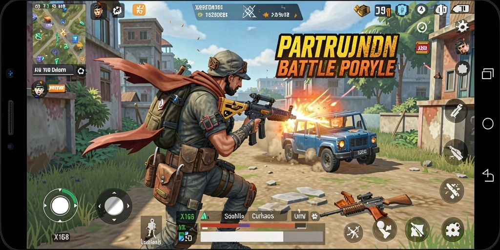 Tampilan gameplay X168 yang mendebarkan dalam pertarungan Battle Royale.